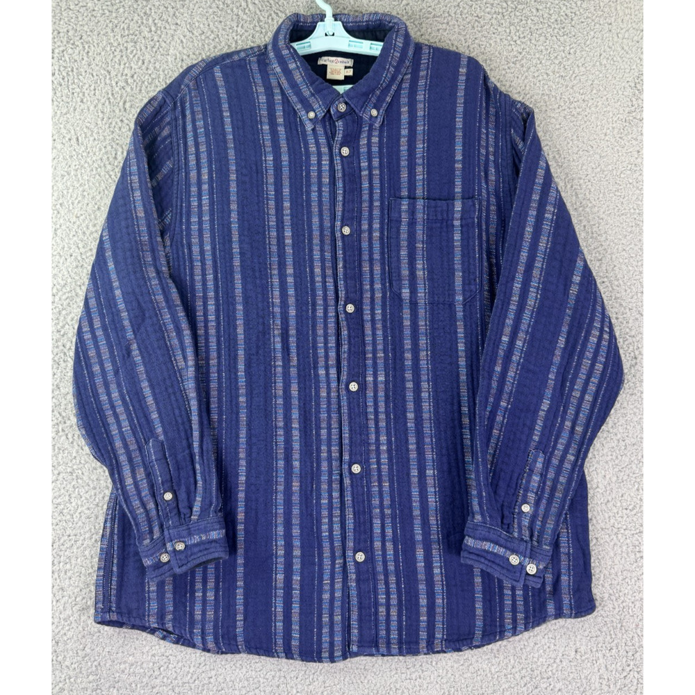 ZZ Carbon2Cobalt Blue Striped Button Up Shirt XLT Tall Cotton Long Sleeve